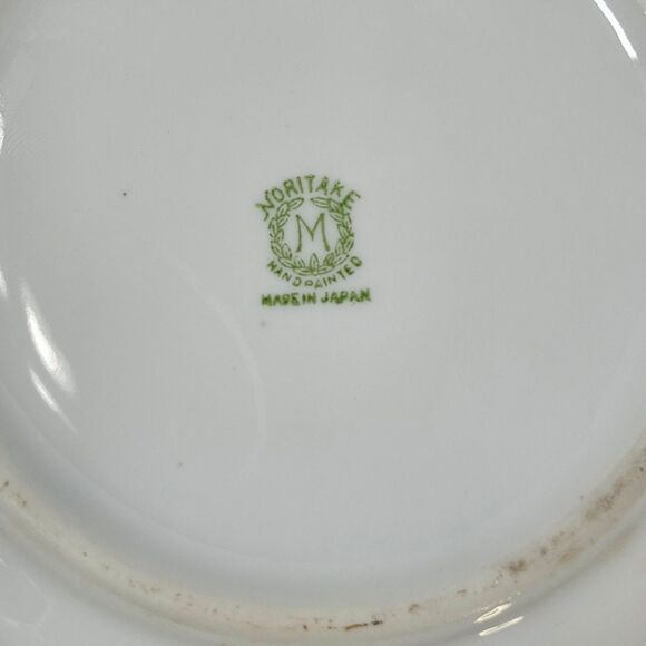 Vintage Noritake Hand Painted Nut Bowl w/ Handles M in Wreath Mark Japan Walnut - Picture 7 of 9